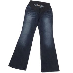 Maternity Jeans Denim Pants Dark Wash Pregnancy Stretch Flare Boot Cut Wide Band